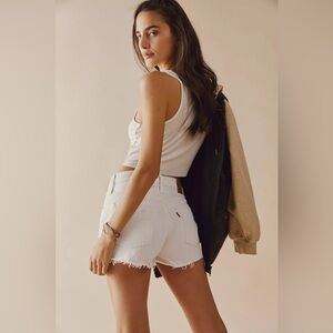 Levi’s 501 High-Rise Denim Shorts slightly rolled hems